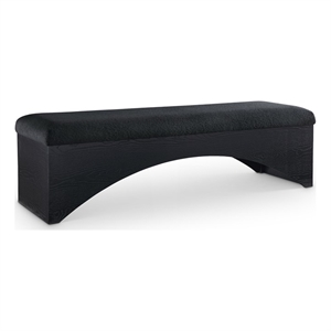 Meridian Furniture Lawson Black Velour Fur Fabric Bench