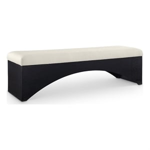 Meridian Furniture Lawson Cream Velour Fur Fabric Bench