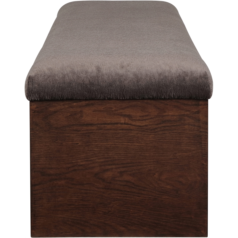 Meridian Furniture Lawson Brown Velour Fur Fabric Bench