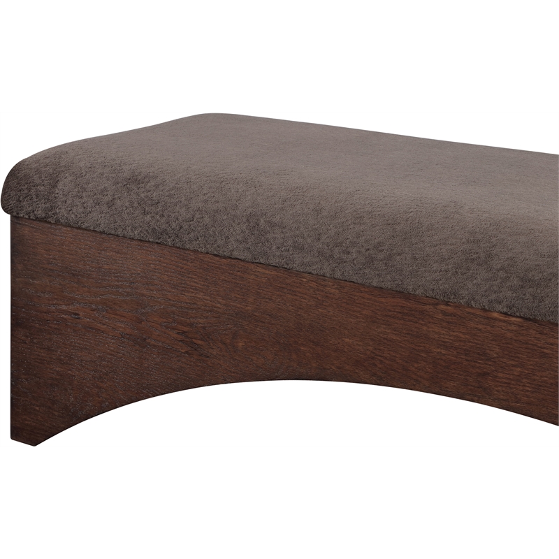 Meridian Furniture Lawson Brown Velour Fur Fabric Bench