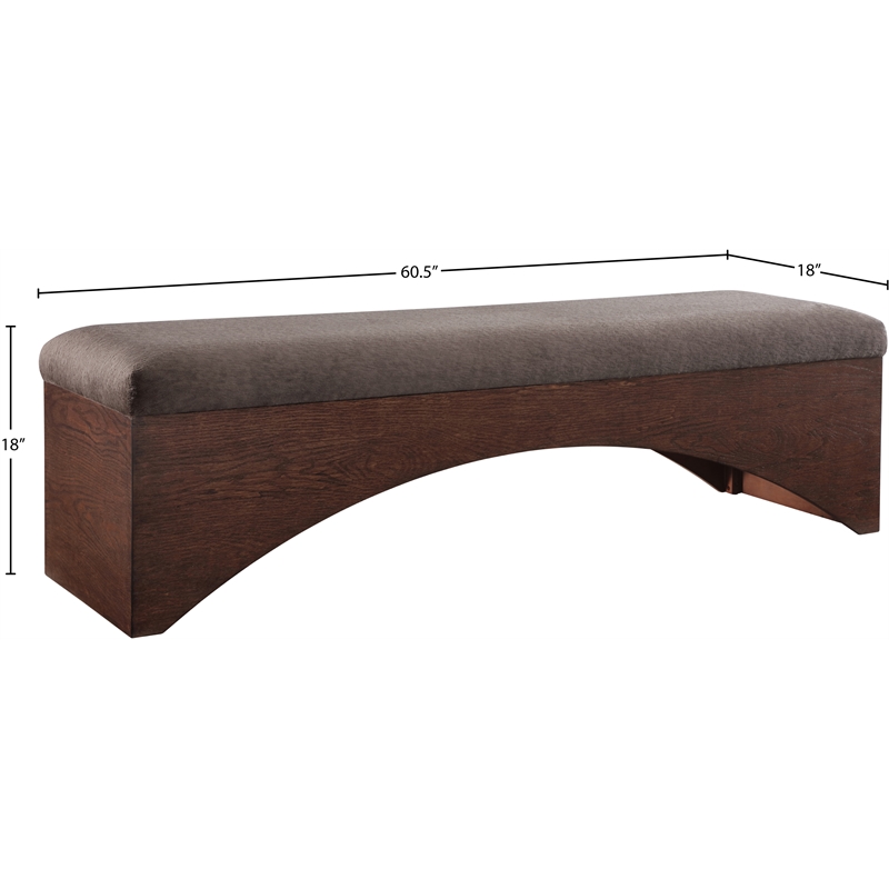 Meridian Furniture Lawson Brown Velour Fur Fabric Bench