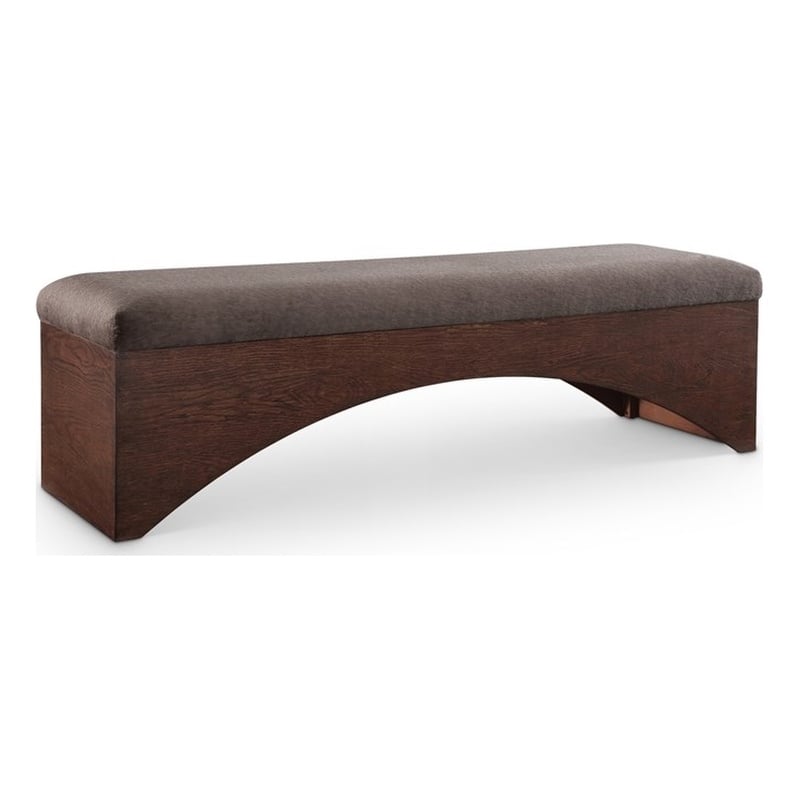 Meridian Furniture Lawson Brown Velour Fur Fabric Bench