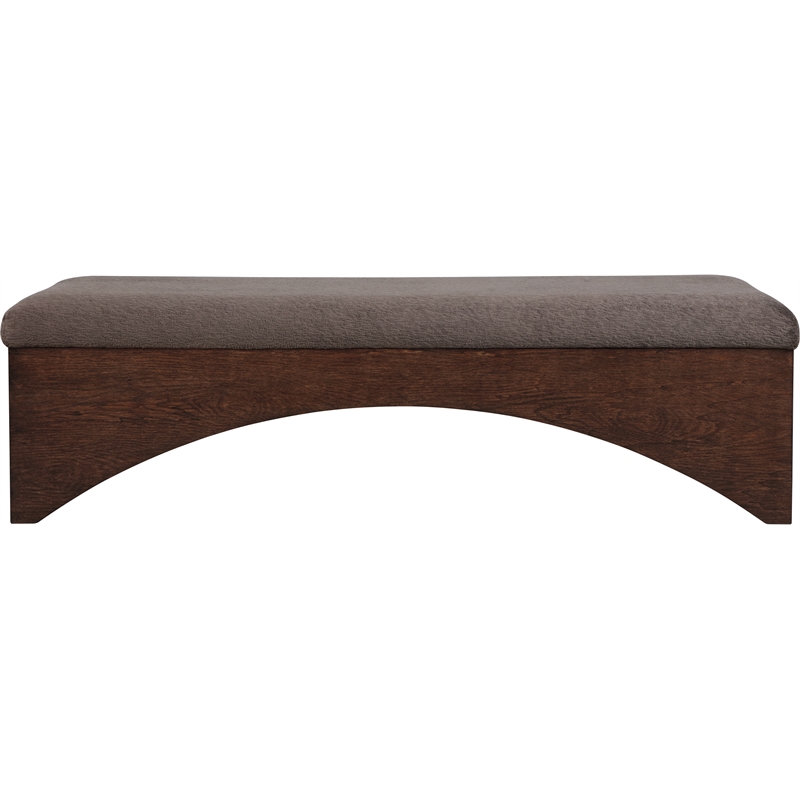 Meridian Furniture Lawson Brown Velour Fur Fabric Bench