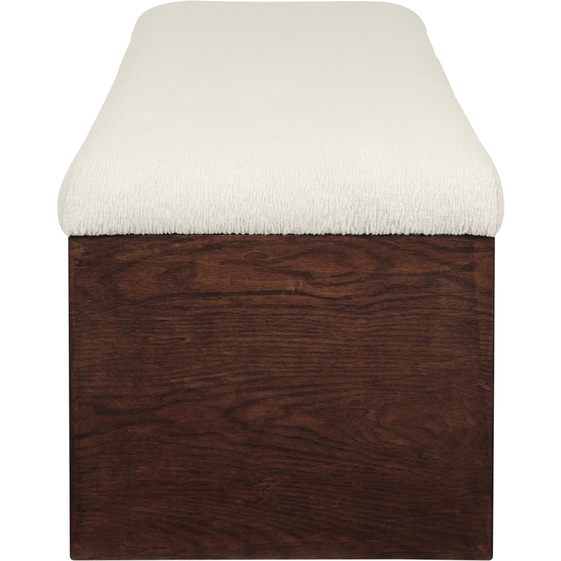 Meridian Furniture Lawson Cream Velour Fur Fabric Bench