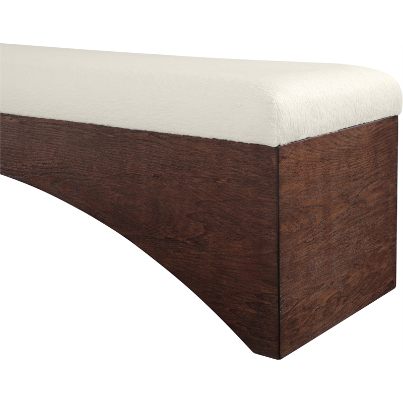 Meridian Furniture Lawson Cream Velour Fur Fabric Bench