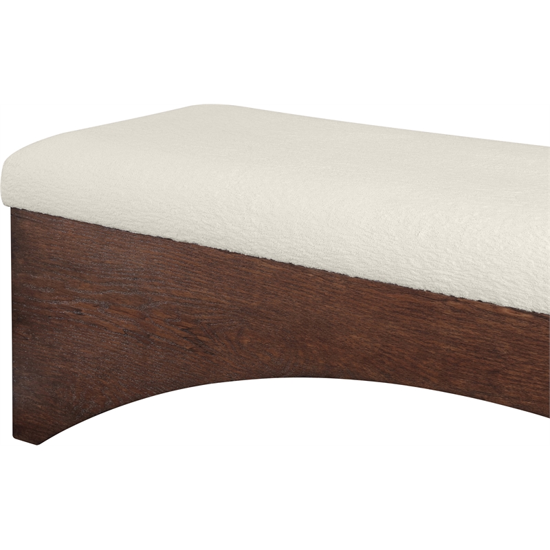 Meridian Furniture Lawson Cream Velour Fur Fabric Bench