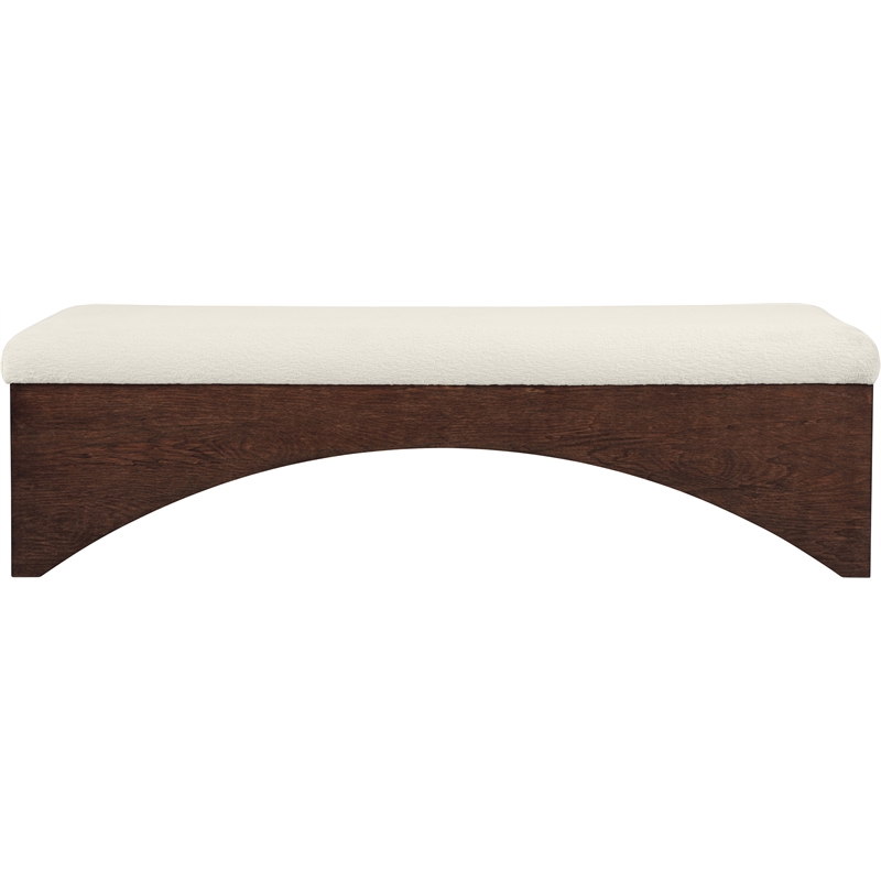 Meridian Furniture Lawson Cream Velour Fur Fabric Bench