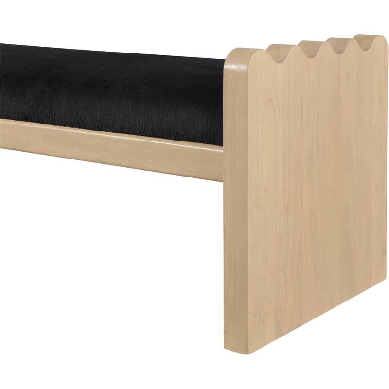 Meridian Furniture Sonia Black Velour Fur Fabric Bench