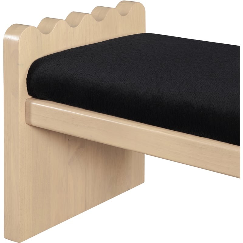 Meridian Furniture Sonia Black Velour Fur Fabric Bench