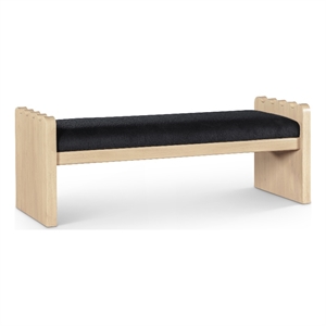 Meridian Furniture Sonia Black Velour Fur Fabric Bench