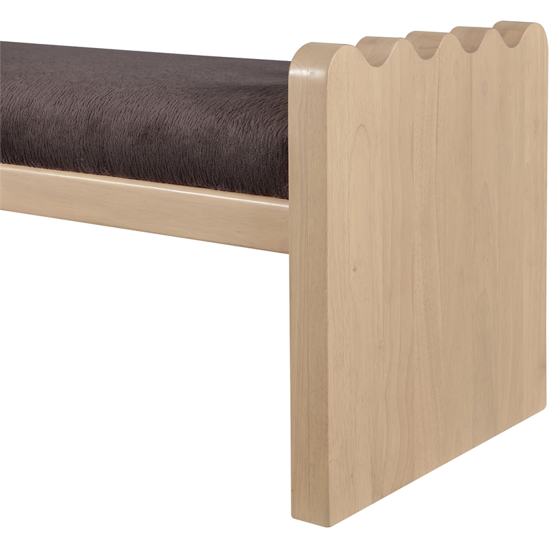 Meridian Furniture Sonia Brown Velour Fur Fabric Bench