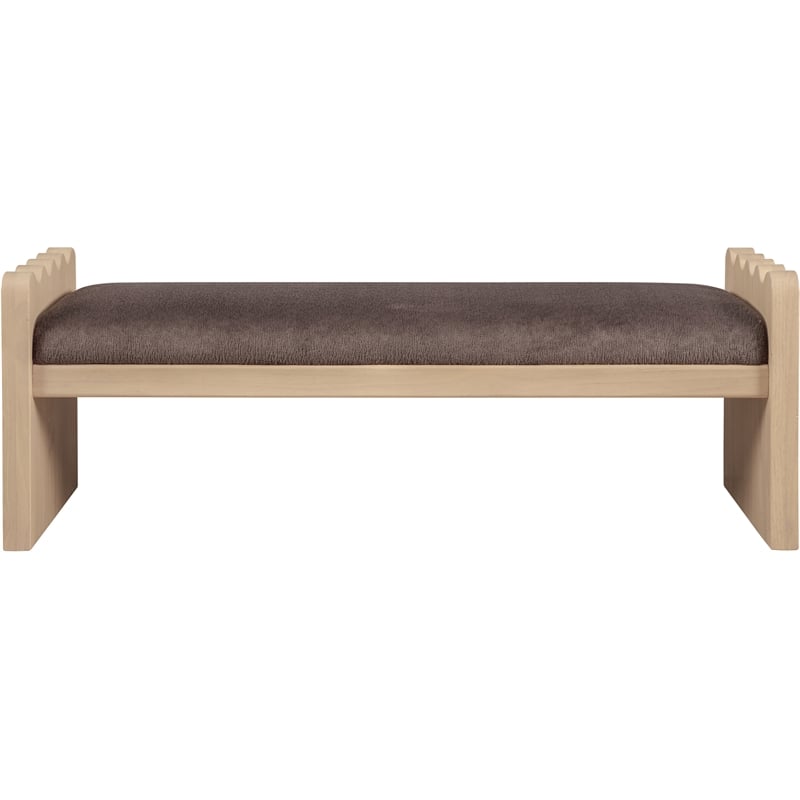 Meridian Furniture Sonia Brown Velour Fur Fabric Bench