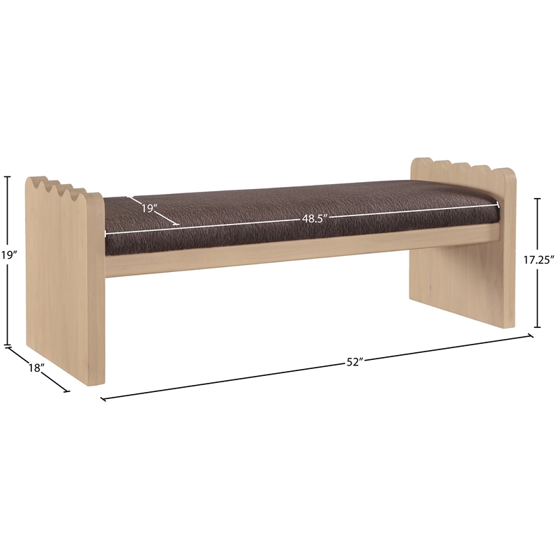 Meridian Furniture Sonia Brown Velour Fur Fabric Bench