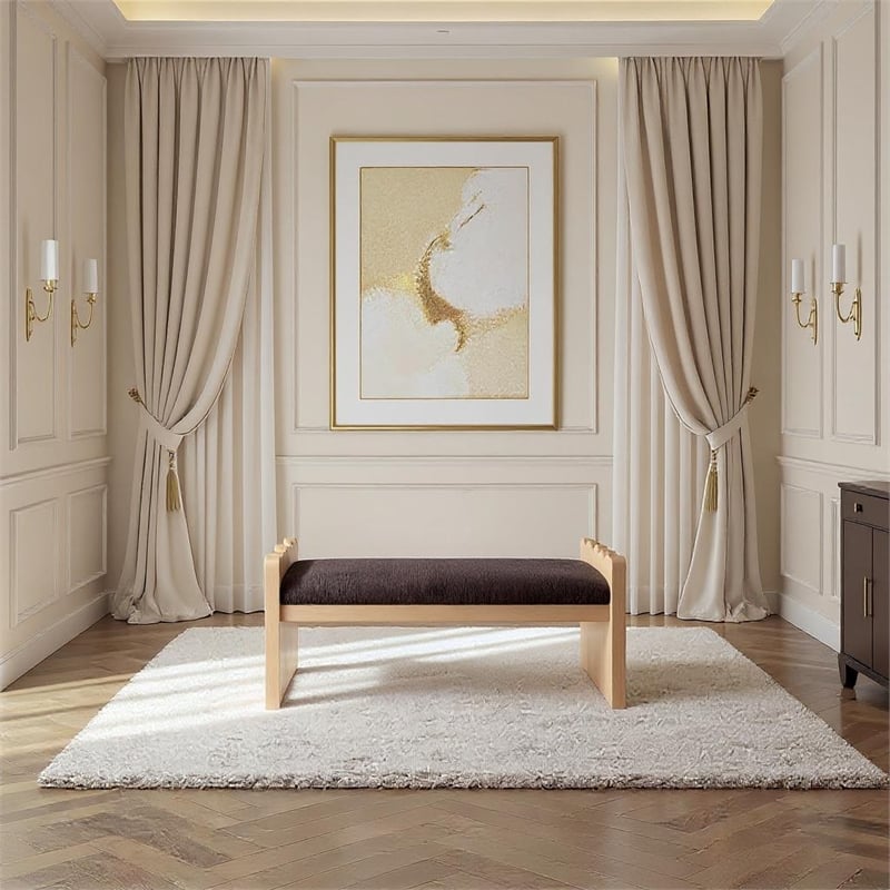 Meridian Furniture Sonia Brown Velour Fur Fabric Bench