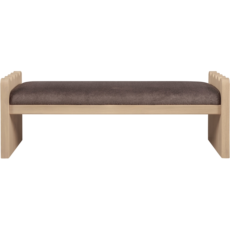 Meridian Furniture Sonia Brown Velour Fur Fabric Bench