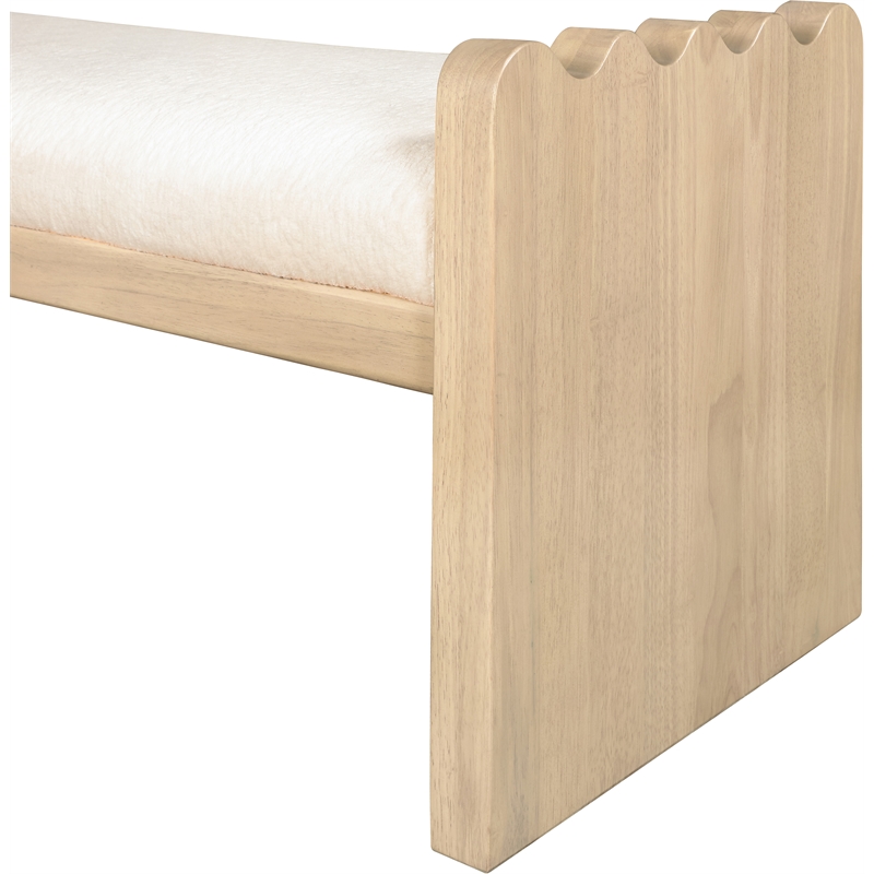 Meridian Furniture Sonia Cream Velour Fur Fabric Bench