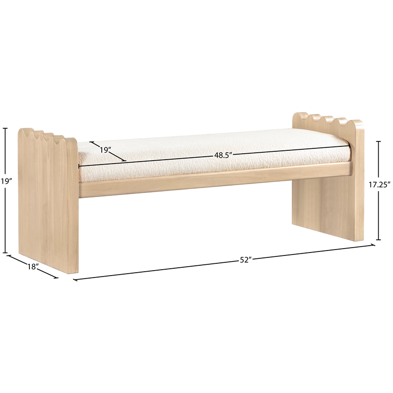 Meridian Furniture Sonia Cream Velour Fur Fabric Bench
