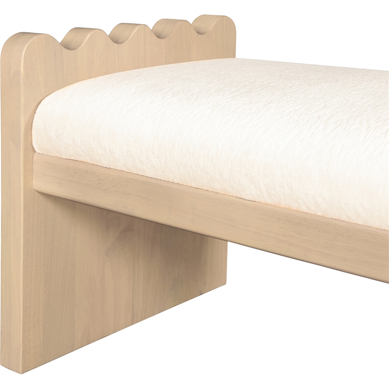 Meridian Furniture Sonia Cream Velour Fur Fabric Bench