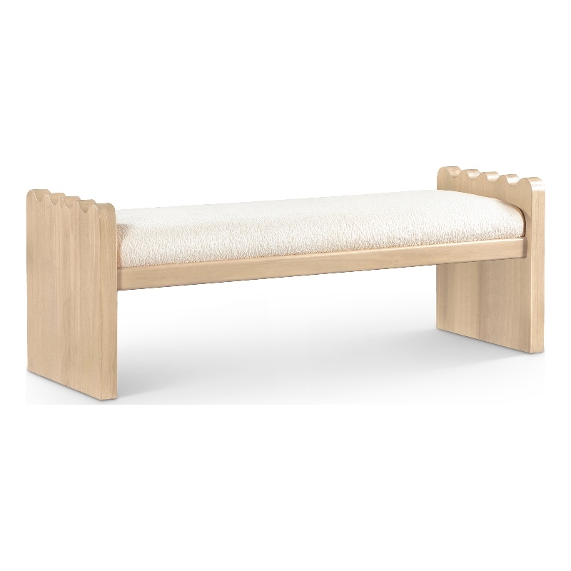 Meridian Furniture Sonia Cream Velour Fur Fabric Bench