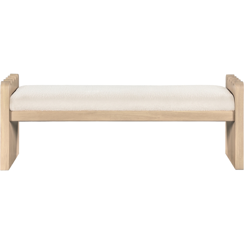Meridian Furniture Sonia Cream Velour Fur Fabric Bench