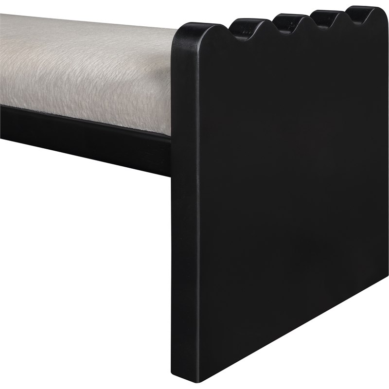 Meridian Furniture Sonia Beige Velour Fur Fabric Bench