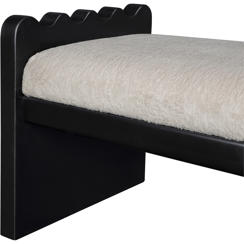 Meridian Furniture Sonia Beige Velour Fur Fabric Bench