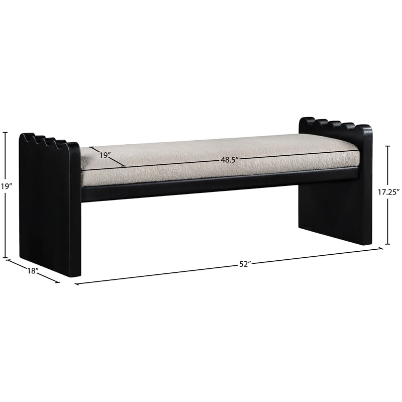 Meridian Furniture Sonia Beige Velour Fur Fabric Bench