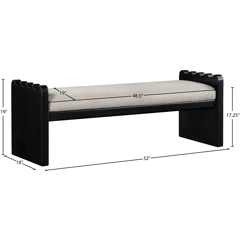 Meridian Furniture Sonia Beige Velour Fur Fabric Bench