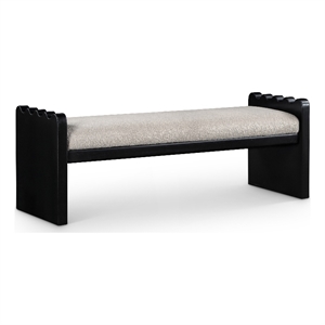 Meridian Furniture Sonia Beige Velour Fur Fabric Bench
