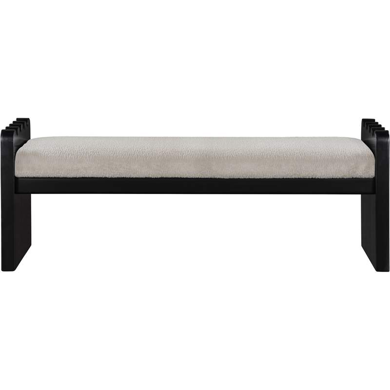 Meridian Furniture Sonia Beige Velour Fur Fabric Bench