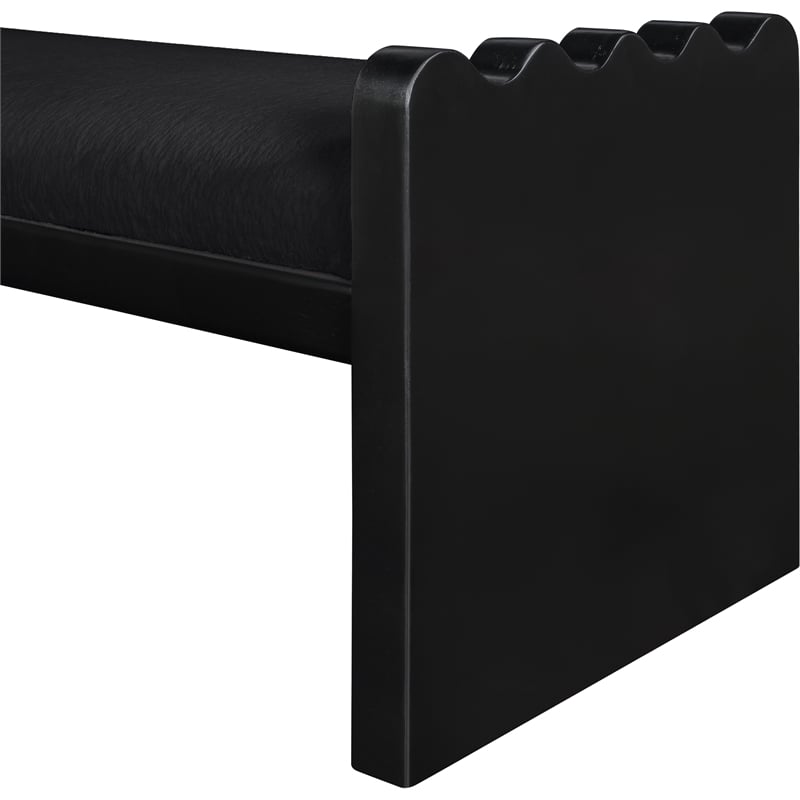 Meridian Furniture Sonia Black Velour Fur Fabric Bench