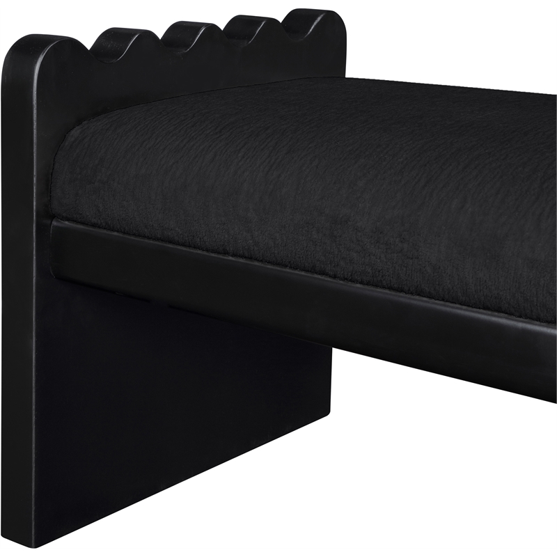 Meridian Furniture Sonia Black Velour Fur Fabric Bench