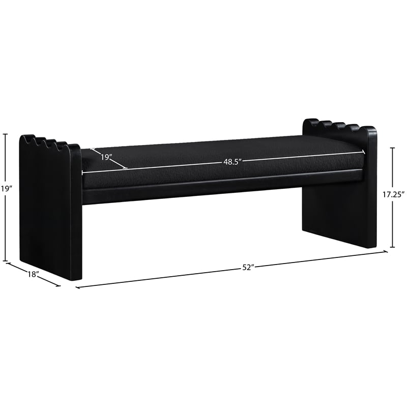 Meridian Furniture Sonia Black Velour Fur Fabric Bench