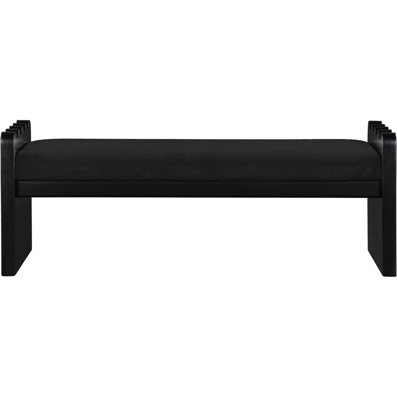 Meridian Furniture Sonia Black Velour Fur Fabric Bench