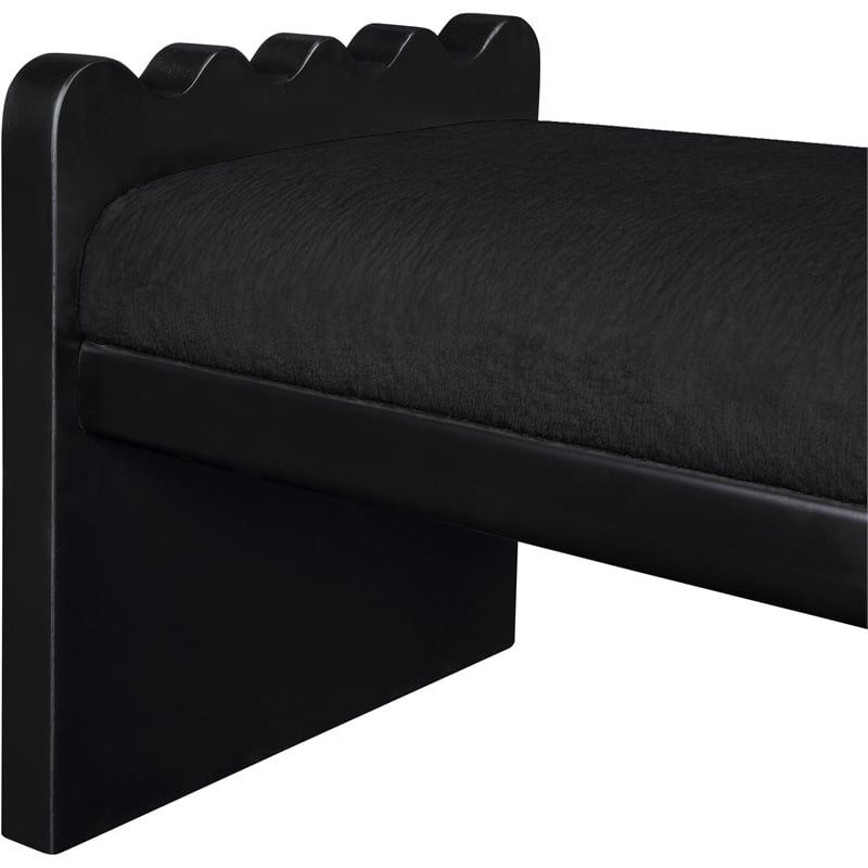 Meridian Furniture Sonia Black Velour Fur Fabric Bench