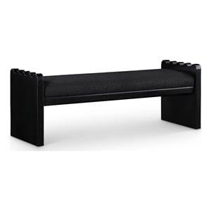 Meridian Furniture Sonia Black Velour Fur Fabric Bench
