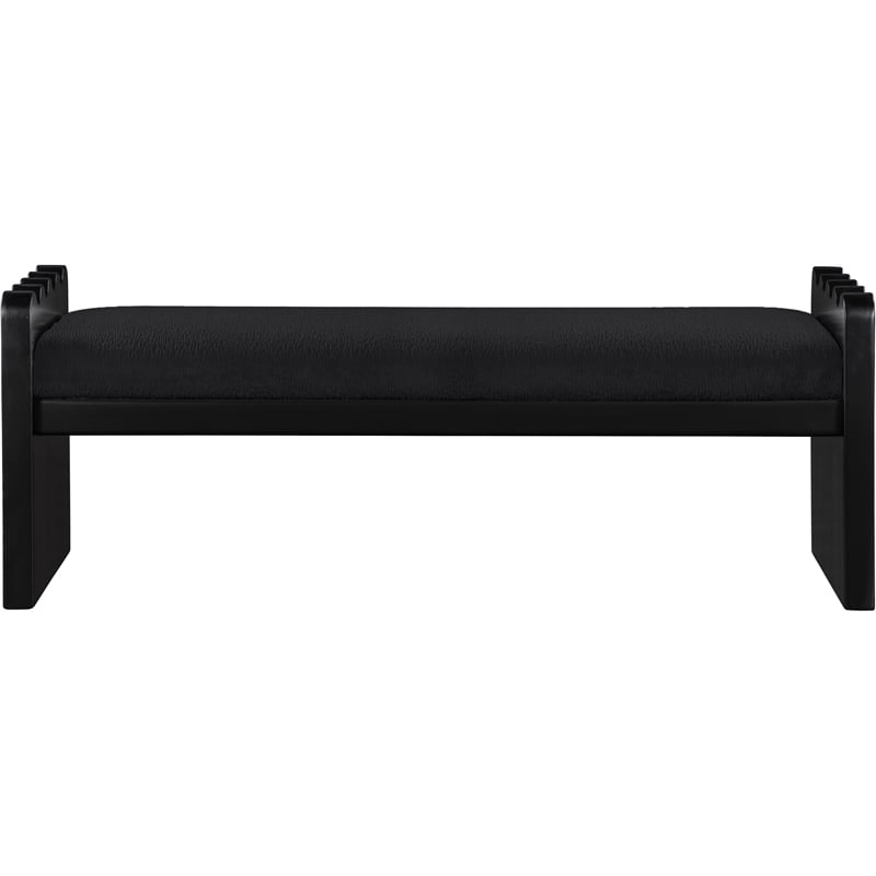 Meridian Furniture Sonia Black Velour Fur Fabric Bench