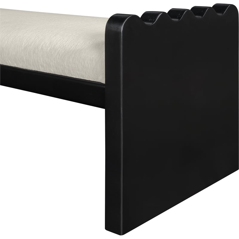 Meridian Furniture Sonia Cream Velour Fur Fabric Bench