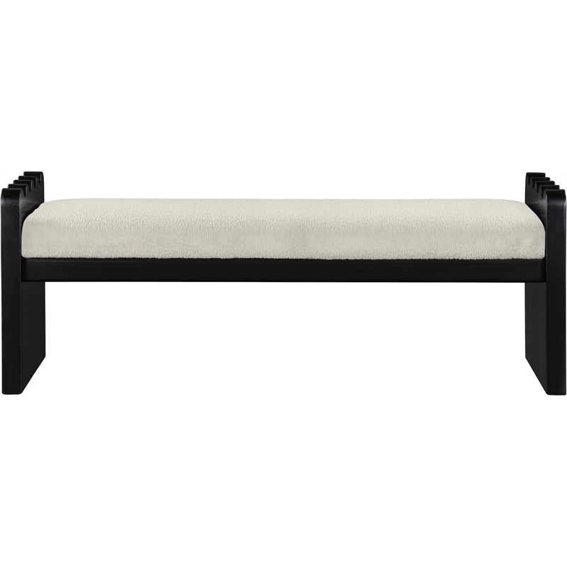 Meridian Furniture Sonia Cream Velour Fur Fabric Bench