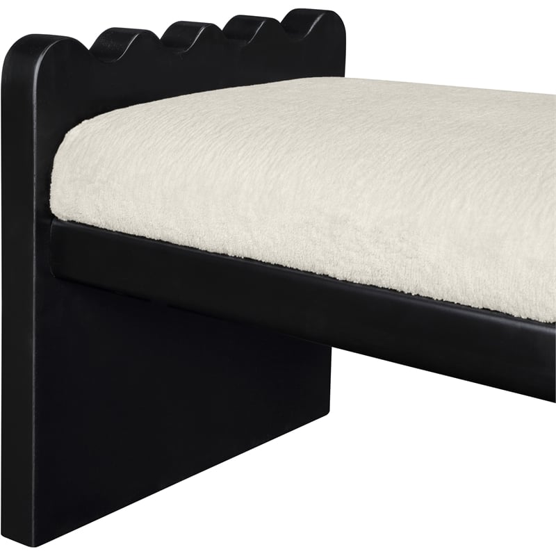 Meridian Furniture Sonia Cream Velour Fur Fabric Bench