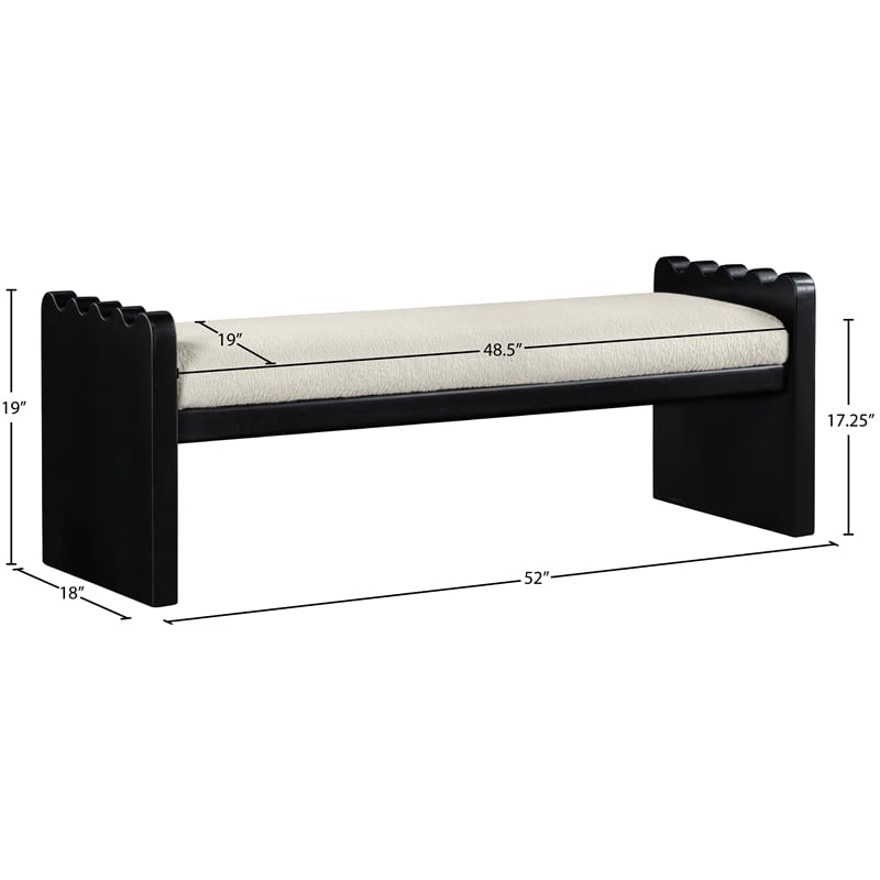 Meridian Furniture Sonia Cream Velour Fur Fabric Bench