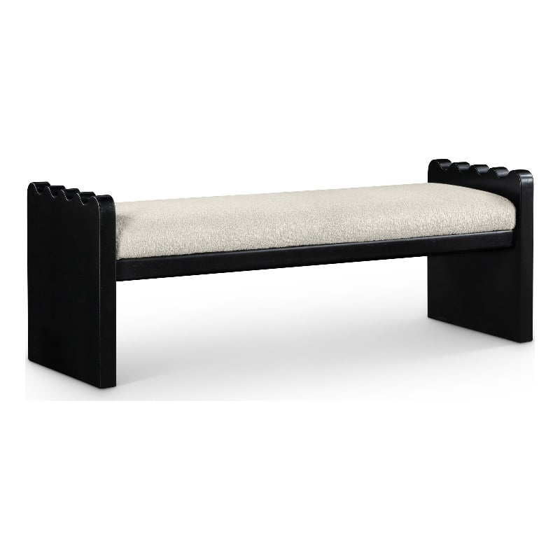 Meridian Furniture Sonia Cream Velour Fur Fabric Bench