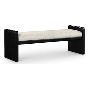 Meridian Furniture Sonia Cream Velour Fur Fabric Bench