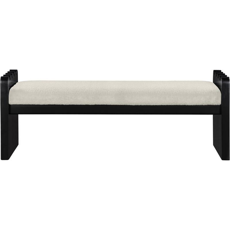 Meridian Furniture Sonia Cream Velour Fur Fabric Bench