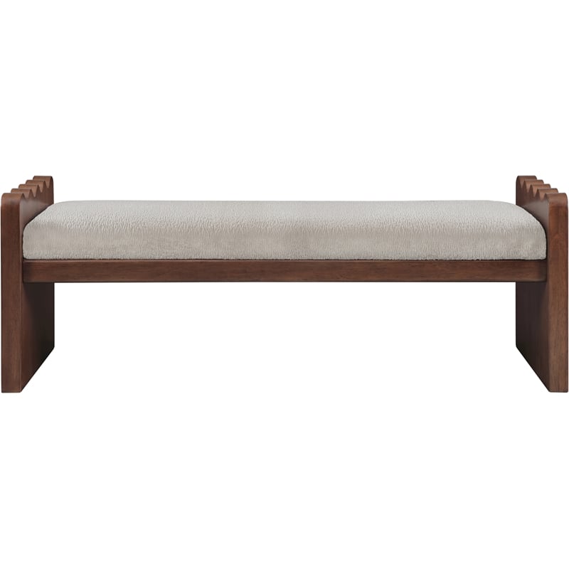 Meridian Furniture Sonia Beige Velour Fur Fabric Bench