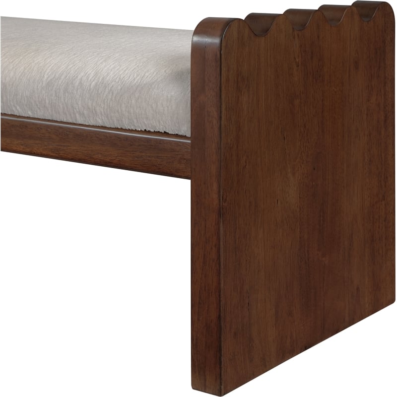 Meridian Furniture Sonia Beige Velour Fur Fabric Bench