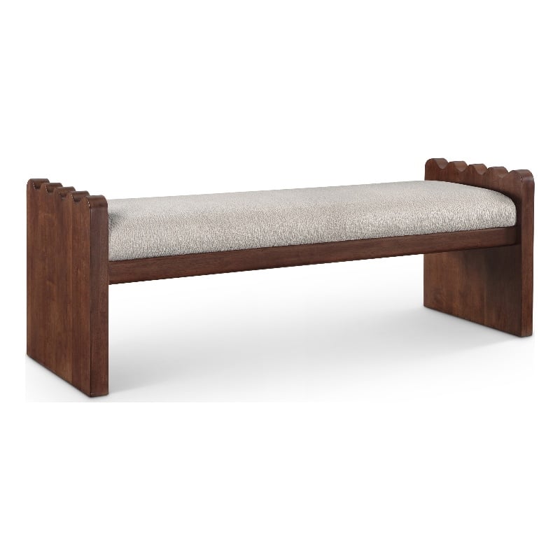 Meridian Furniture Sonia Beige Velour Fur Fabric Bench