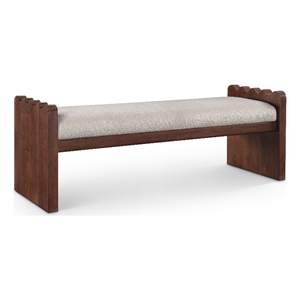 Meridian Furniture Sonia Beige Velour Fur Fabric Bench