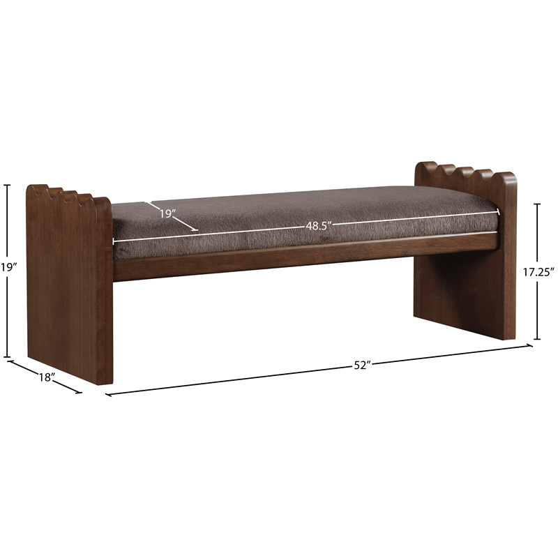 Meridian Furniture Sonia Brown Velour Fur Fabric Bench