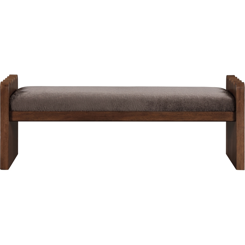 Meridian Furniture Sonia Brown Velour Fur Fabric Bench